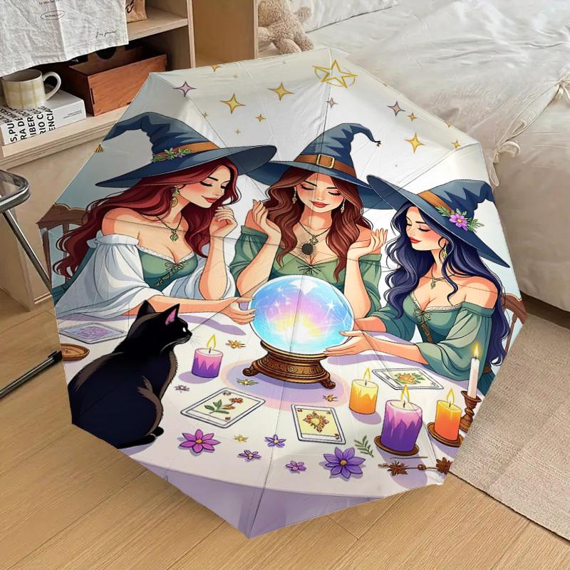1pc Witchcraft Magic Automatic Open/Close Umbrella with Windproof, 8-Rib Sturdy Canopy, Durable Ribs, Fashionable Design1170A
