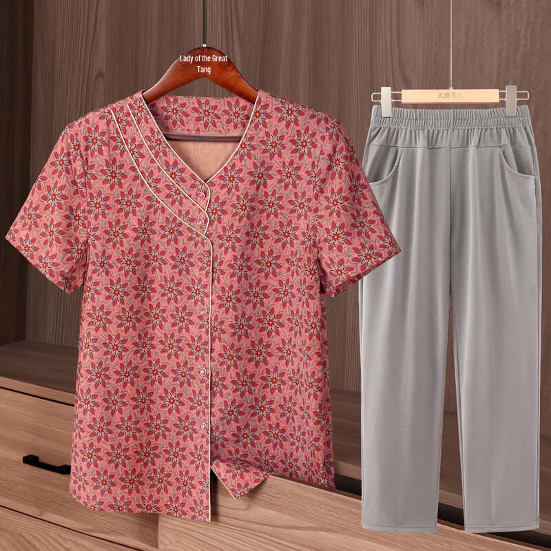 Elegant Short Sleeve Blouse Set for Mature Women 3XL