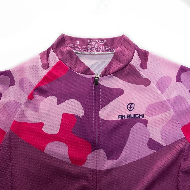 Quick Dry Short Sleeve Cycling Jersey White Bib Pants Bicycle Clothing Set Sport Jerseys Camouflage Pattern Women Cycling Clothes Suits