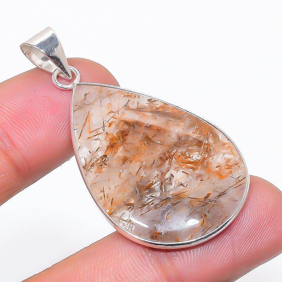 Natural Copper Rutile Gemstone 925 Sterling Silver Jewelry Pendant 1.97  AP-14266