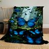 1PC Blue Butterflies forestOutdoor Flannel Blanket - Soft Plush Decor for Picnics, Camping, Bedroom, Playroom, Office, or Lunch Break 1370A