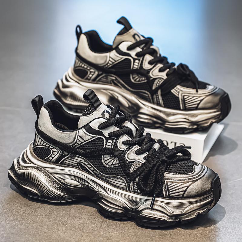 Dirty shoes polished old dad shoes catwalk students platform casual sports running shoes