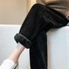 Damen Herbst und Winter Übergröße Verdickte Einfarbig Warme Hose Lässige Lockere Kordelzug Jogginghose