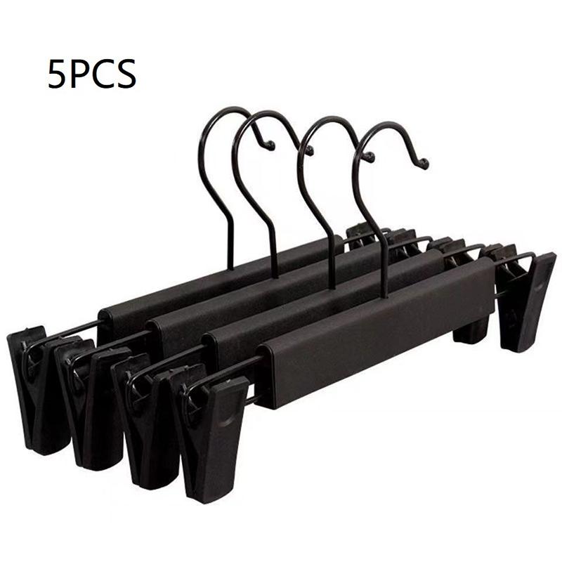 5/10Pcs Clothes Pants Hangers, Space-Saving Skirt Holders, Adjustable Clips, Trouser Hangers, Clothes Coat Garment Jeans Hangers 5PCS чёрный