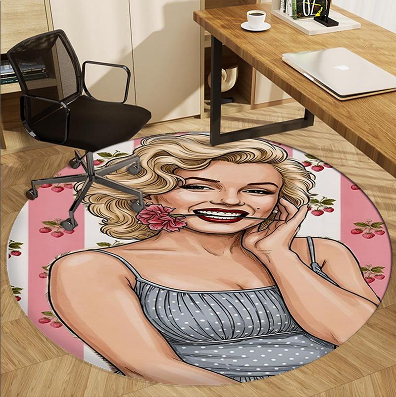 Runder Teppich mit Marilyn Monroe Muster, Innen-/Außenmatte, für Picknick, Spielzimmer, Schlafzimmer, Büro, Wohnzimmer, Heimdeko Teppich, Geburtstagsgeschenk