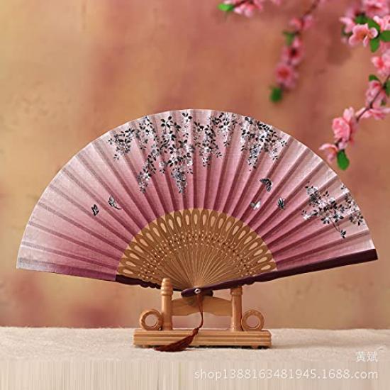 Boshiho Folding Fan for Men and Stylish Japanese Made of Bamboo and Beautiful and Cherry Blossom with Fan Japanese Festival Gift Women, Style, Silk,