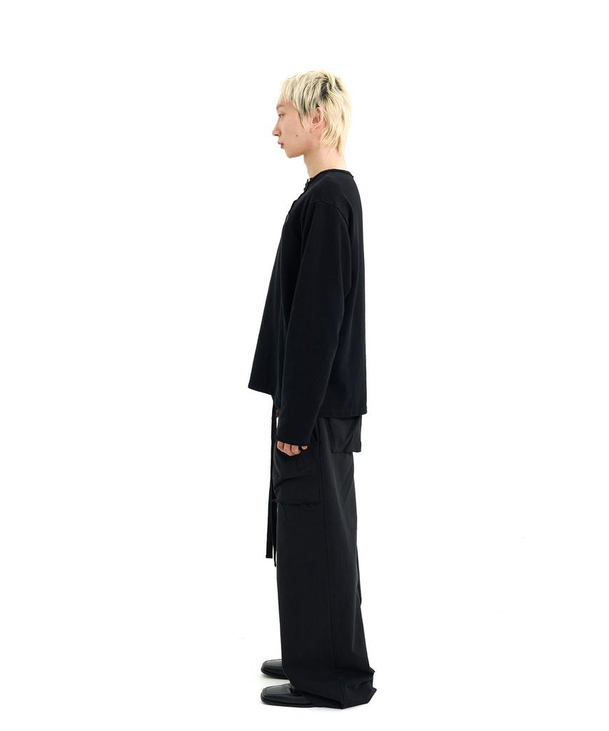 Laekeulopeu Asymmetric Long Sleeve T-Shirt - Black