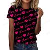 Summer Women T shirt 3d Love Heart Pattern Print T-shirt Women Fashion Crew Neck Short Sleeve Graphic Tshirt Lady Tops Tees New