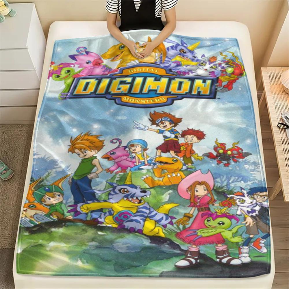 Digimon Adventure Comfort Warm Flannel Blanket Print for Sofa Bed Travel and Rest -xia68