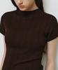 MONGDOL Wholegarment Half-Neck Pleated Knit Top Brown Mdkt107Brown