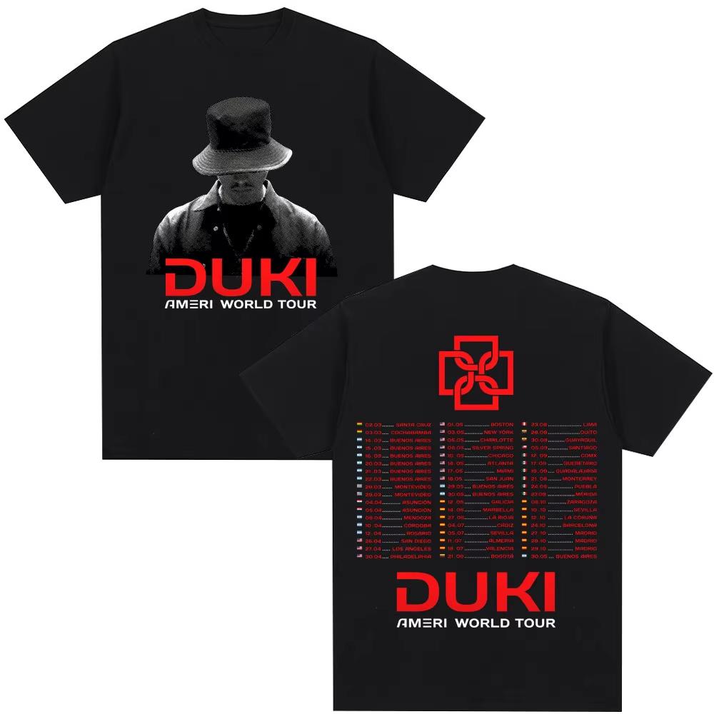 

Rapper Duki Ameri World Tour 2026 T Shirts Unisexs Women Fashion Hip Hop Vintage Tshirts Cotton Short Sleeve Tshirts Streetwear 2XL