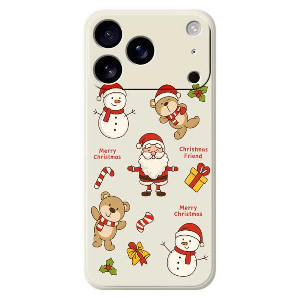 

For iPhone 17 Pro Max Case Christmas Friends Pattern Printing Straight Edge TPU Phone Back Cover Beige
