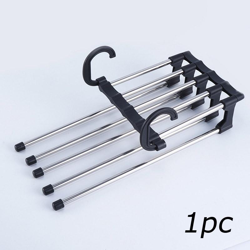 5 In 1 Magic Trouser Rack Hangers Stainless Steel Folding Pant Rack Tie Hanger Shelves Bedroom Closet Organizer Wardrobe Storage