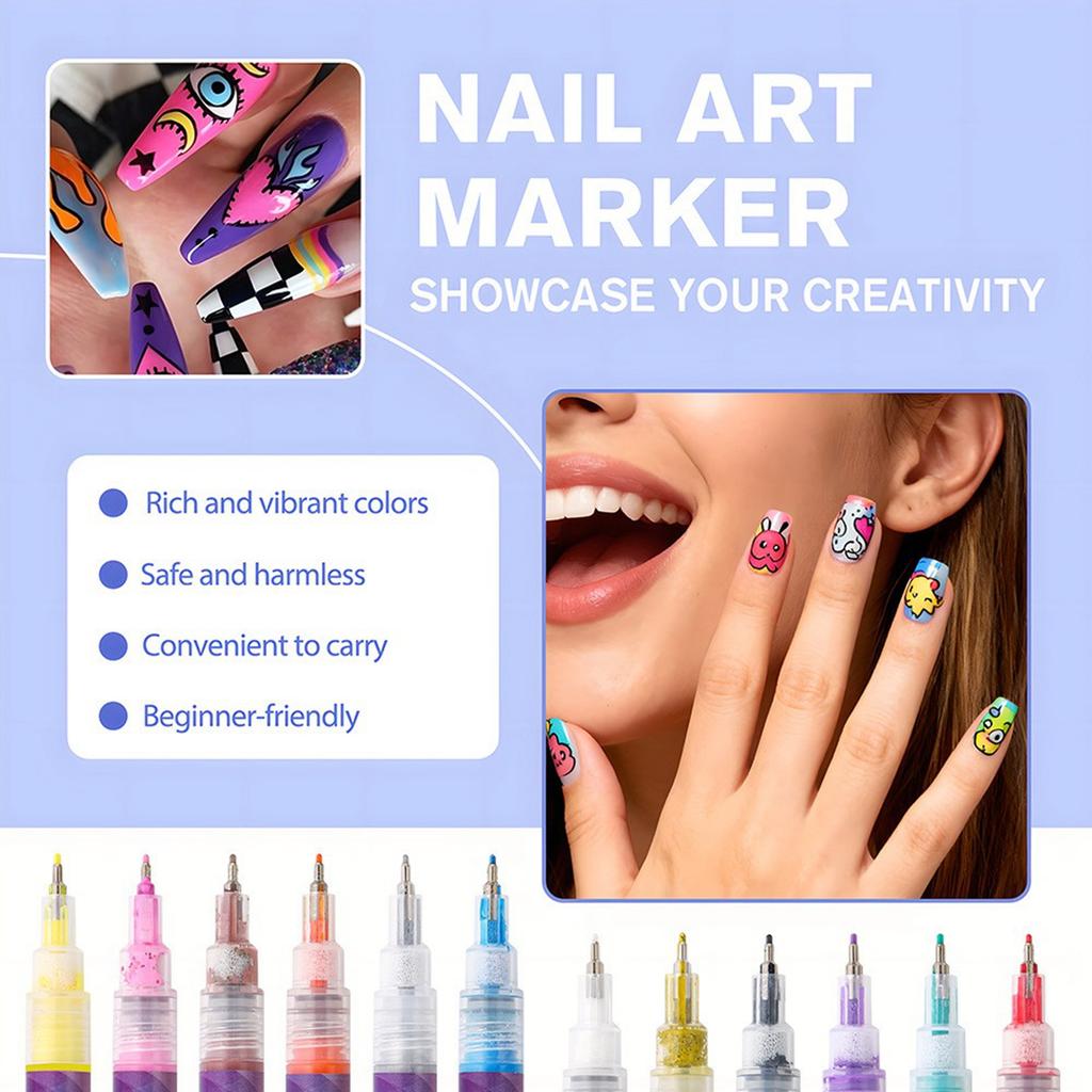DIY Nail Pen  Painting And Doodling  Nail High-gloss Outlining Pen  Acrylic Pen Set  Colored Paint And Nail Pen 30ML