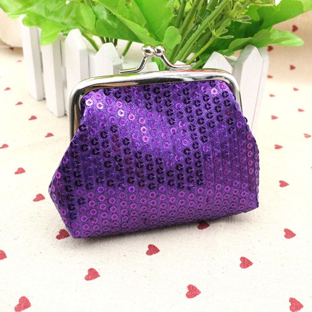 

Storage Bag Small Purse Bag Card Holder Clutch Lipstick Bag Portable Sequin Coin Purse Women фиолетовый