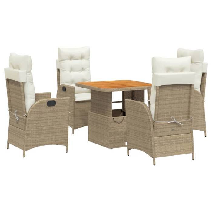 VidaXL Ensemble à Manger de Jardin avec Coussins 5pcs, Table de Terrasse, Meubles de Patio, Mobilier d'Extérieur, Beige 3277470