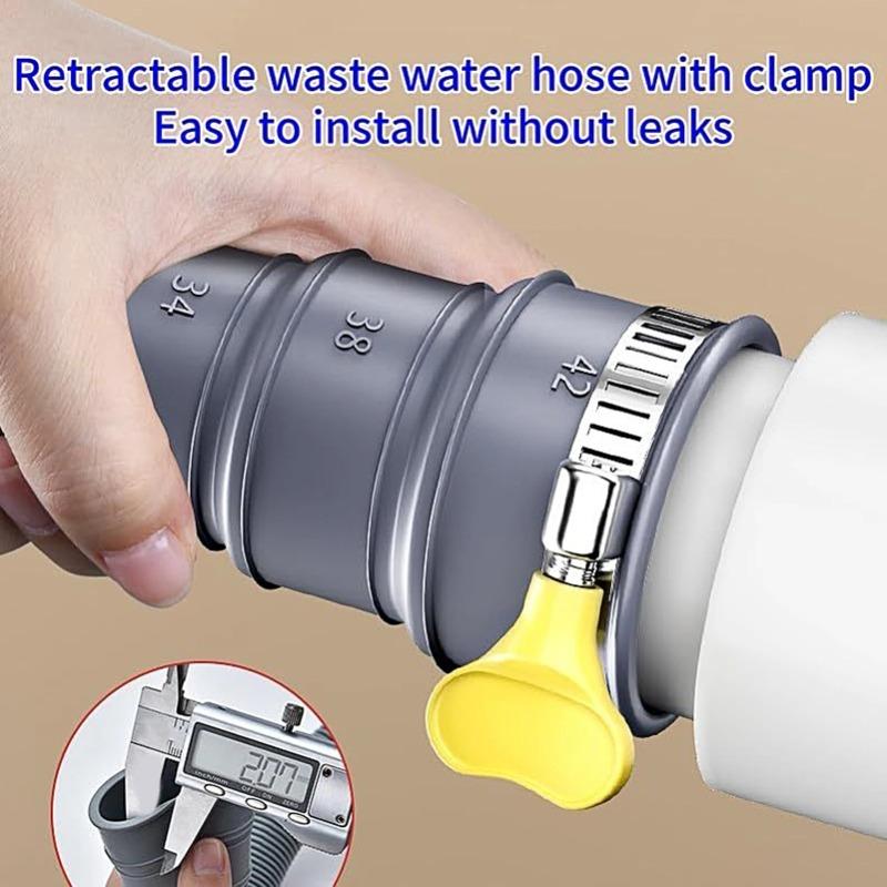 Universal RV Trailer Sewer Hose Kit 3/4/5m Foldable Pipe Adjustable Adapter Clamp for Caravan Motorhome Waste Tank Drain System