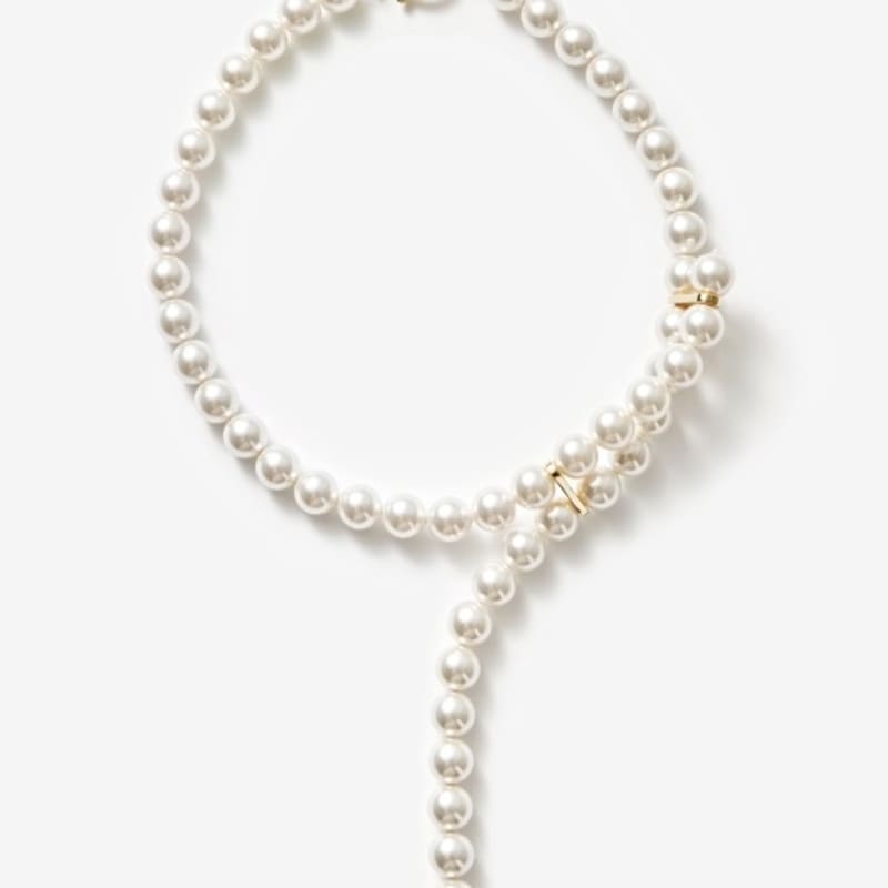 MONDAY EDITION cross-ended pearl necklace