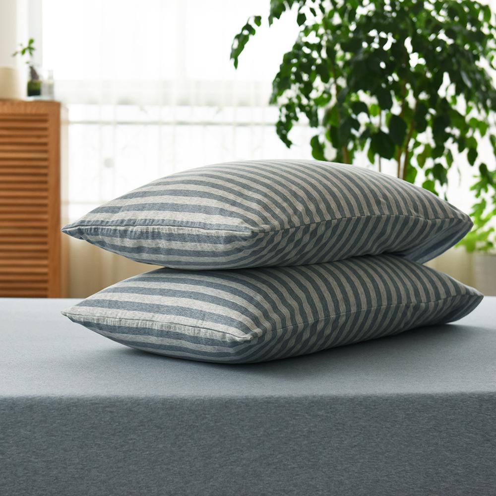 Pure Cotton Jersey Striped Bedding Set: Pillowcase, Duvet Cover, Fitted Sheet - Ideal for Dorms