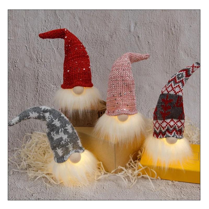Christmas Decorations Night Light Forest Old Man with Light Gnome Doll Pendant Luminous Christmas Tree Pendant
