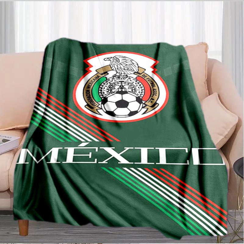 Mexiko Fußballnationalmannschaft Emblem Gedruckte Decken Weiche Flanelldecken für Sofa Bett Geschenke für Männer Frauen Picknickdecke Weihnachtsgeschenke