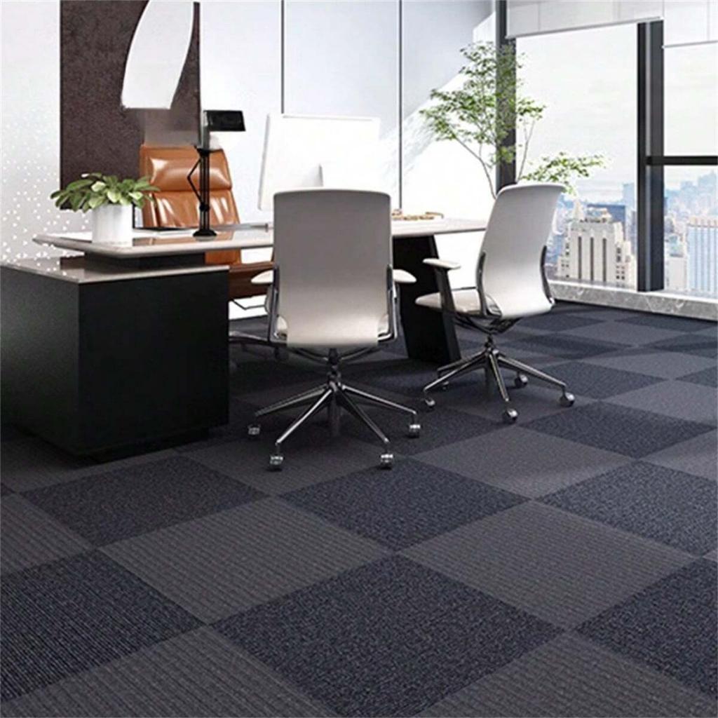 10pcs 30x30cm Easy-to-Install Self-Adhesive Striped Carpet For Office, Living Room, and Bedroom Mats With Aluminum Foil Bottom -