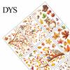 DIY Fall Party Window Ornaments 9PCS Thanksgiving Static Clings, Leaves Birds Cute Animals Easy Clean Film for Winter Glass Stickers, No-Adhesive