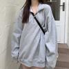 Turn-Down Collar Zipper V-Neck Mid-length Pullover Sweatshirt Autumn Solid Color Long Sleeve Sweatshirt Jumper Daily Clothing