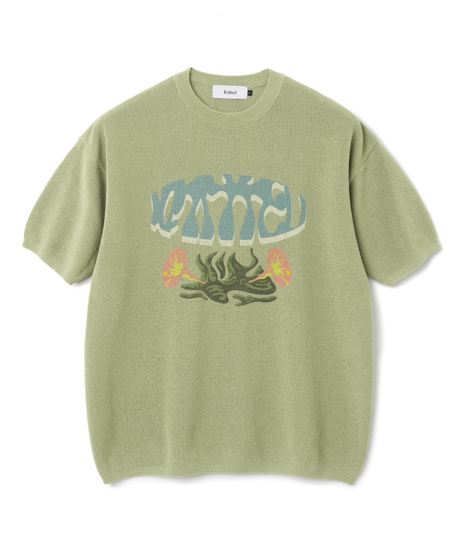 Nitied Coolever Flower Print Half Knit Sage Green L