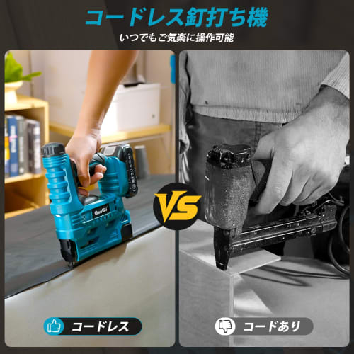 Seesii Electric Tacker, Rechargeable Pin Tacker, Cordless Nailer with 6 Levels of Impact Force Adjustment, Single/Continuous Mode Switch, LED Light, 1