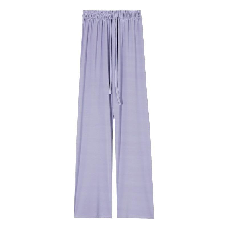 Ice Silk Sunscreen Wide-leg Pants Women's Summer Thin Drawstring Quick-drying Straight Casual Pants Drape Thin Cool Sunscreen Pants