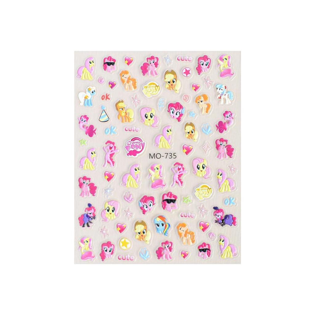 My Little Pony 3D Nail Art Stickers for Kids - Embossed Cartoon DIY Designs