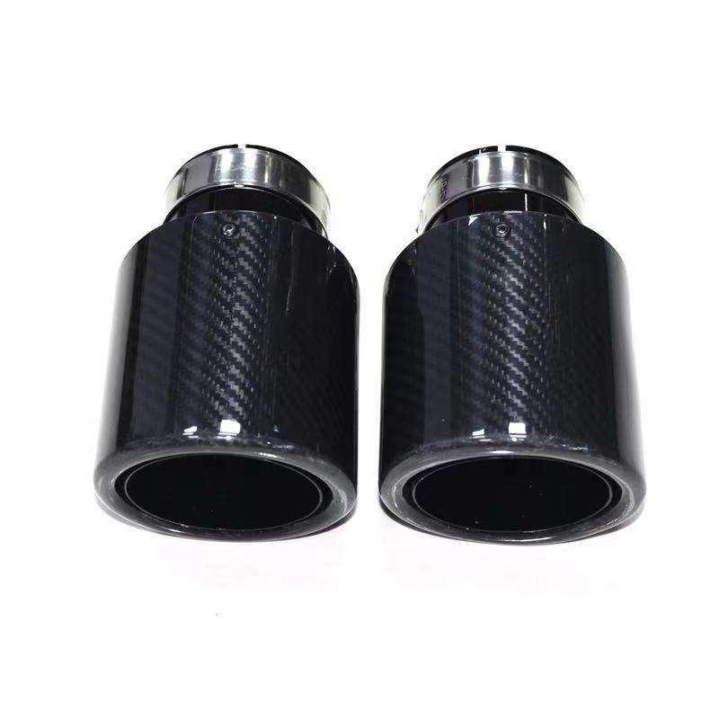 BMW Universal Gloss Black 304 Stainless Steel Carbon Fiber Muffler Tailpipe - Tailpipe Modification