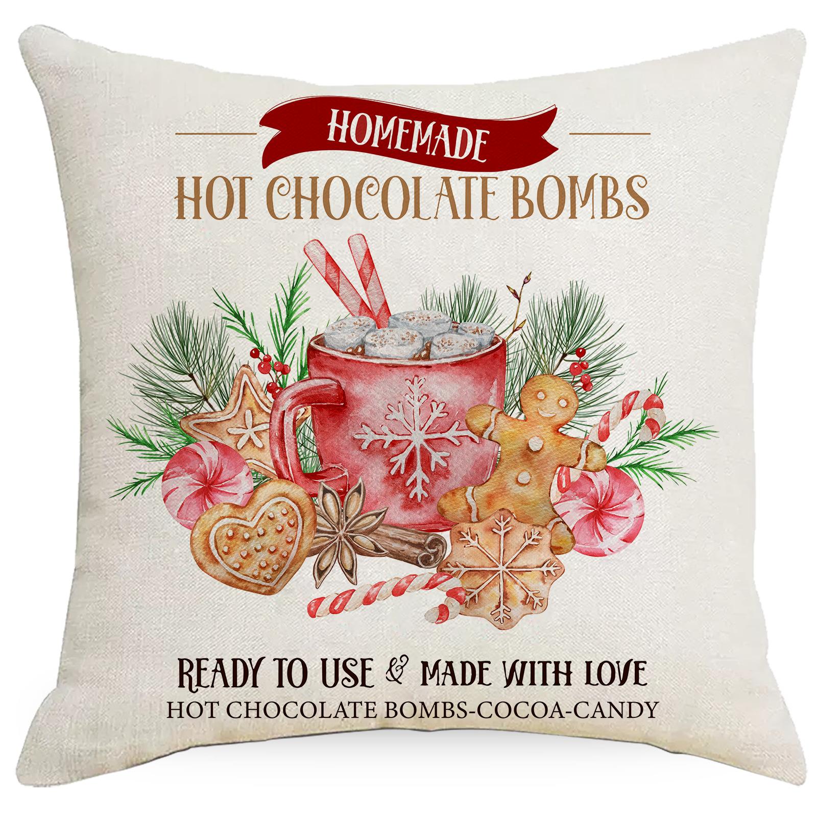 

Рождественская льняная наволочка для декоративной подушки Домашняя праздничная наволочка для подушки Подушка для дивана Чехол для подушки Теплый 45 * 45Cm without pillow core