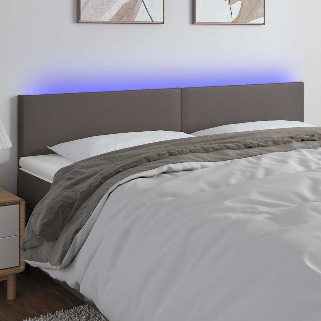vidaXL LED Kopfteil Grau 180x5x78/88 cm Kunstleder