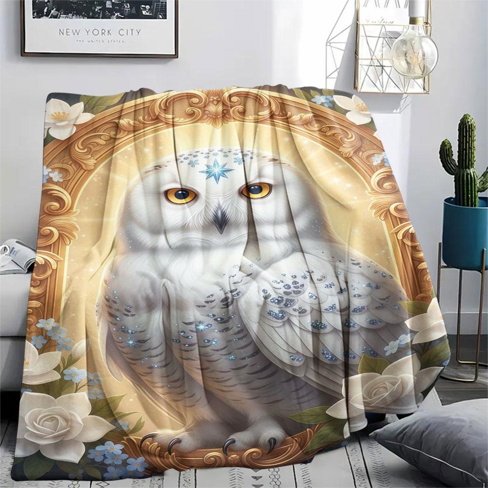 1Pc SacredBird Print Flannel Blanket, High quality Comfortable for All Seasons, Home Decor, Warmth and Comfort, Perfect for Christmas Gifts