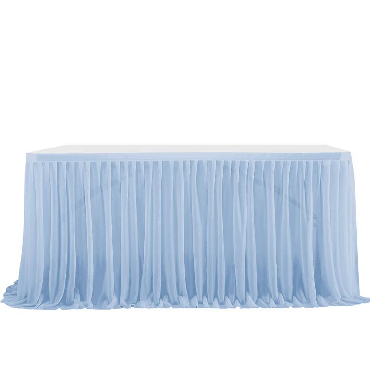 Table Skirt Pleated Table Circumference Birthday Party Wedding Decoration Ruffle Edge Elastic Thin Gauze Table Skirt Tulle