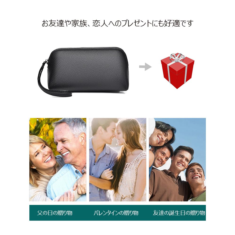 Skinn Mini Second Bag Veske Clutchveske Liten Tykt Skinn Håndstropp Håndveske Bryllupsveske Formell Business Seremoniell Veske Svart Brun [Whatna] 2-veis
