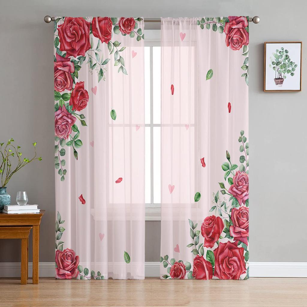 Sunflower Curtains Panels Set Yellow Kitchen Curtain Drapes Privacy Voile Living Room Bedroom Summer Sheer Polyester With Rod Pocket Sitting Decor