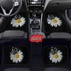 4pcs White Daisy Butterfly Car Non-Slip Carpet | Polyester, Easy To Clean & Install, Suitable for Cars & SUVs, Universal Fit