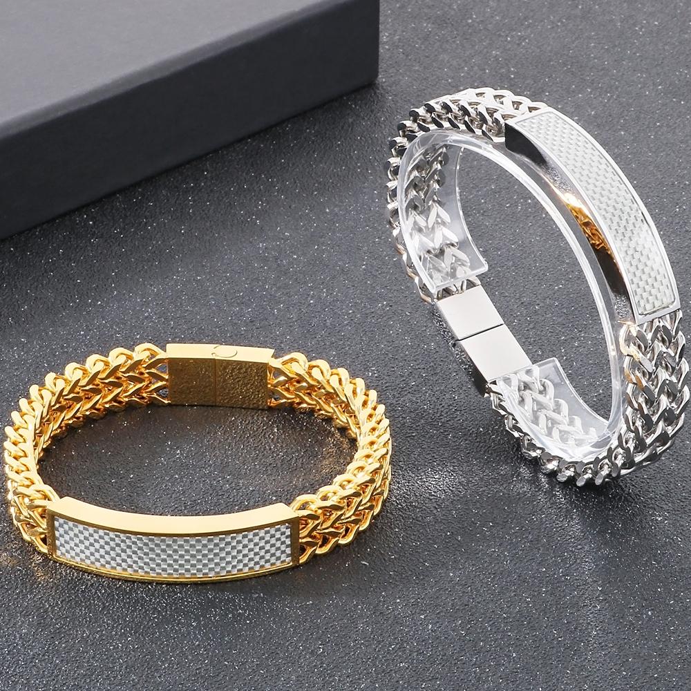 Luxury Never Fade Gold Color Stainless Steel Mens Bangle Bracelet With Magnet Clasp Birthday Jewelry Gifts for Boys Male