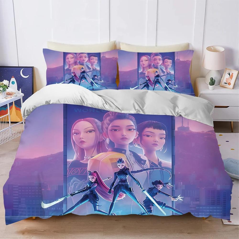 K-Pop Demon Hunters Bedding Sets Eu Single Comforter Quilt Bed Cover Duvet Cover Pillow Case 2-3 Pieces Sets Kids Adult Size