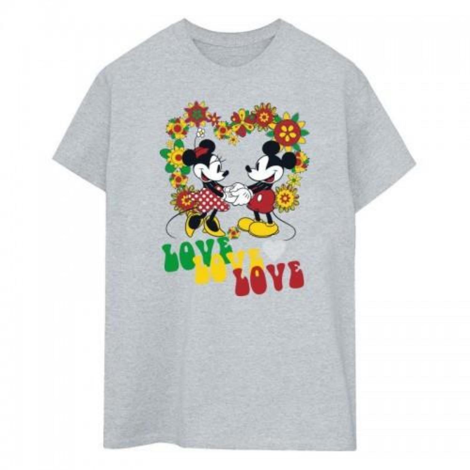 Mickey mouse Womens_Ladies Hippie Love Mickey & Minnie Mouse Boyfriend T-Shirt S