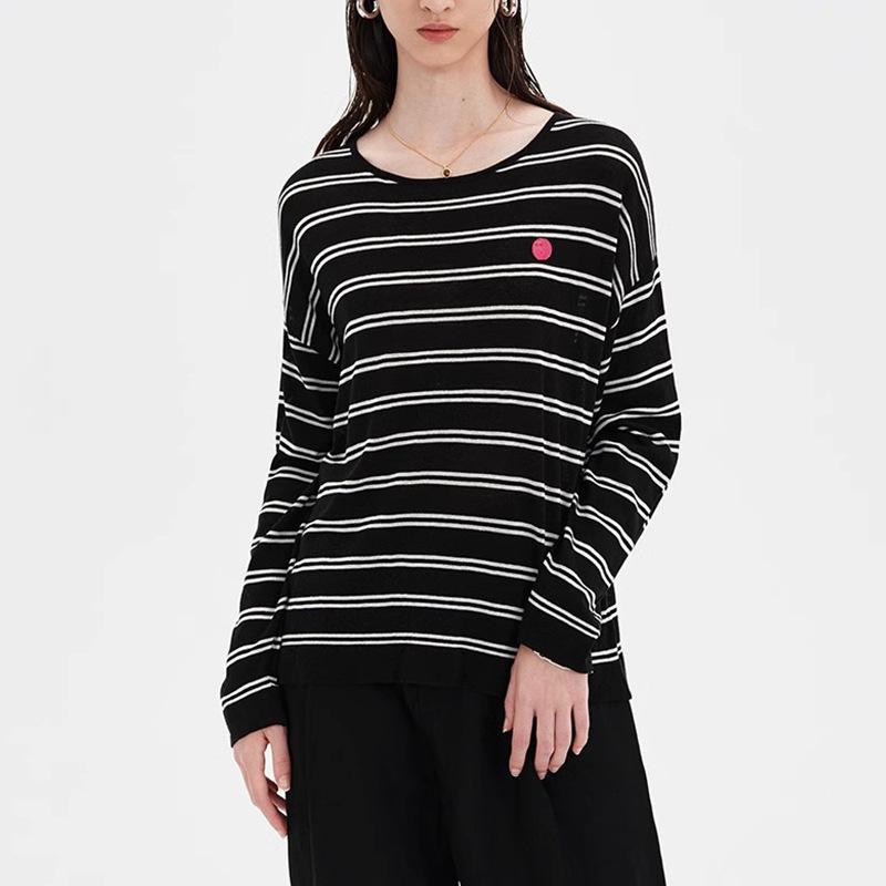 

2024 Women s Striped Long-Sleeve Moisture-Wicking Casual Top One Size
