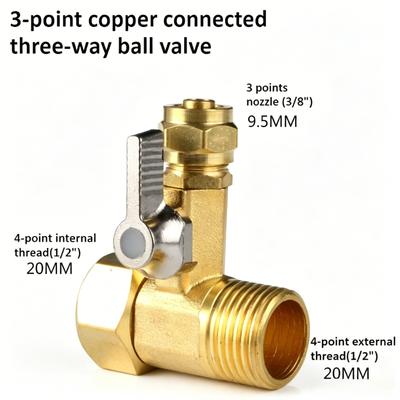 Brass Ball Valve 1/2 Inch To 3/8 Inch Water Ball Valve Faucet Connector Water Purifier Adapter Gardening Hardware Accessories