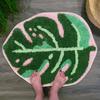 VIKAMA Pink Tropical Leaf Plush Carpet Irregular Shape Bedroom Bathroom Floor Mat Soft And Non-Slip Foot Mat Home Decoration