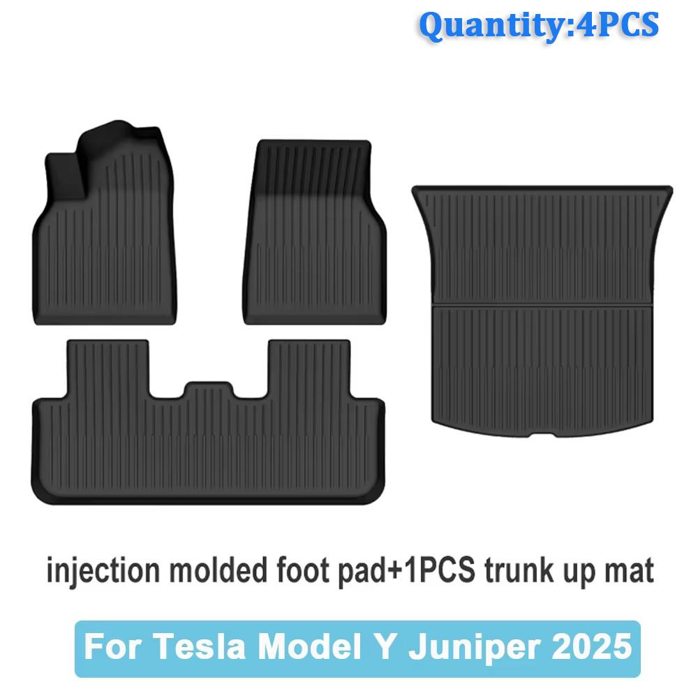 Car Trunk Mats For New Tesla Model Y 2025 Juniper TPE Floor Mats & Cargo Liner All Weather Trunk Mats Floor Liner Backrest Mats