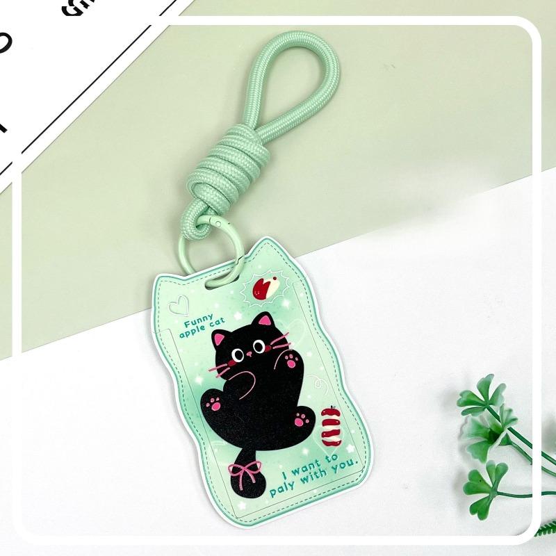 Creative Cat Ears Wave Card Holder Student Campus Card Tag Badge Bag Sliding Cover ABS ID Cover Protective Cover