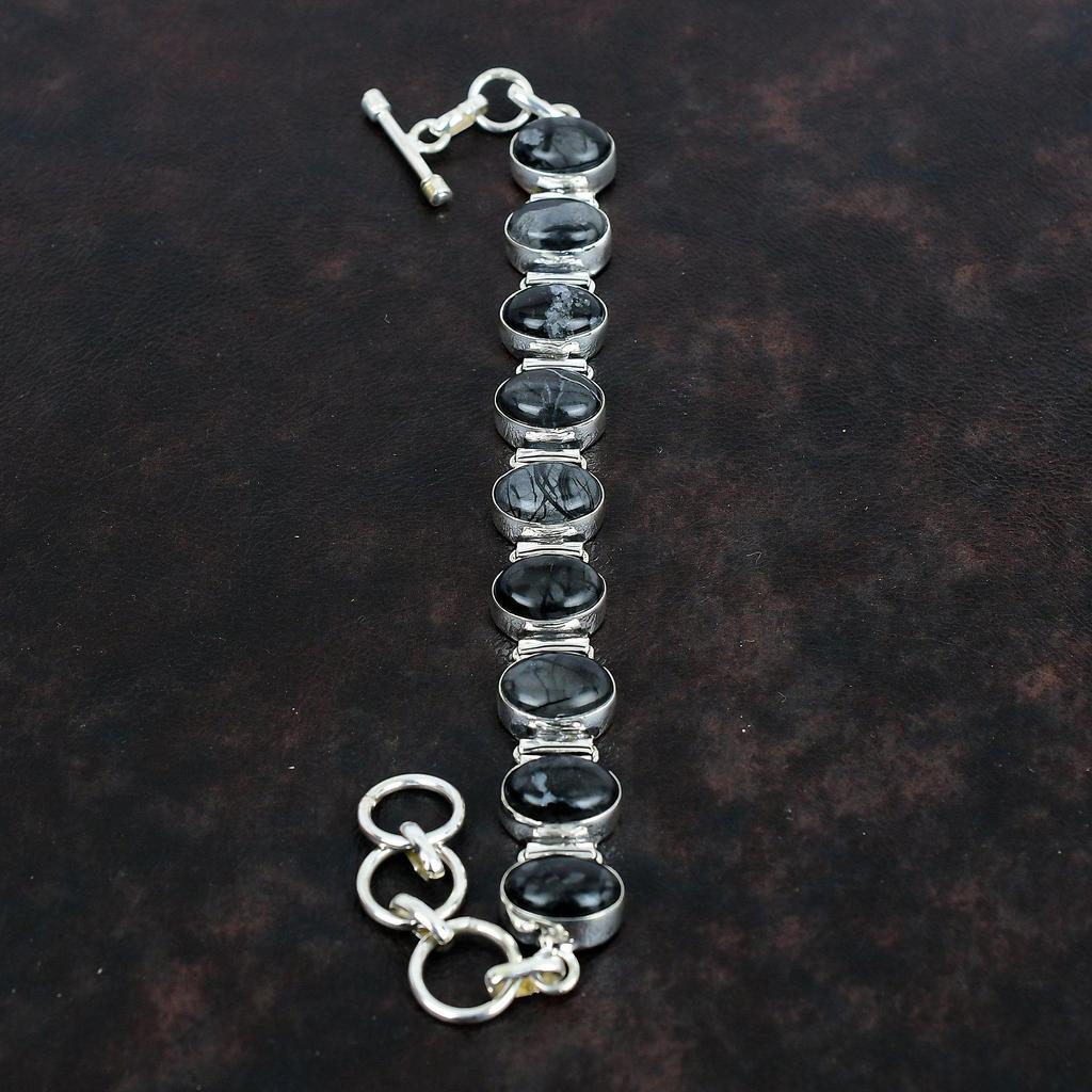 Picasso Jasper Bracelet Gemstone Bracelet Elegant Jewelry 925 Sterling Silver Bracelet Adjustable Chain Bracelet Handmade Jewelry For Gifts