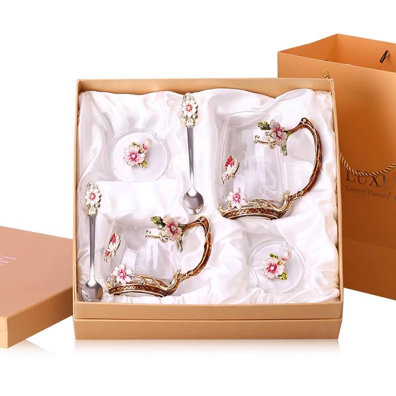 

Элегантная цветочная чайная чашка клуазоне для женщин - Роскошная чашка для воды для офиса и дома 301-400ml